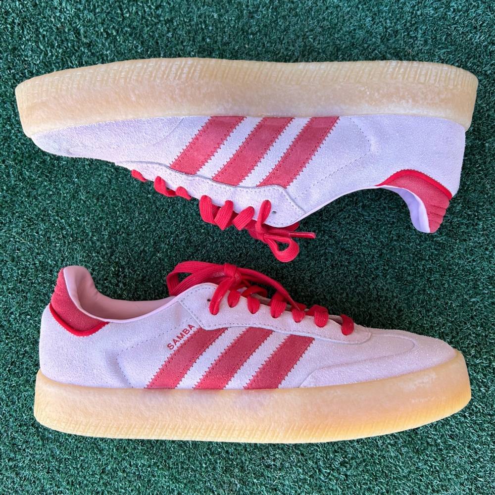 NWT Adidas Samba Sneaker Suede Leather Clear Pink Better Scarlet Red Gum 10.5 - Picture 10 of 14
